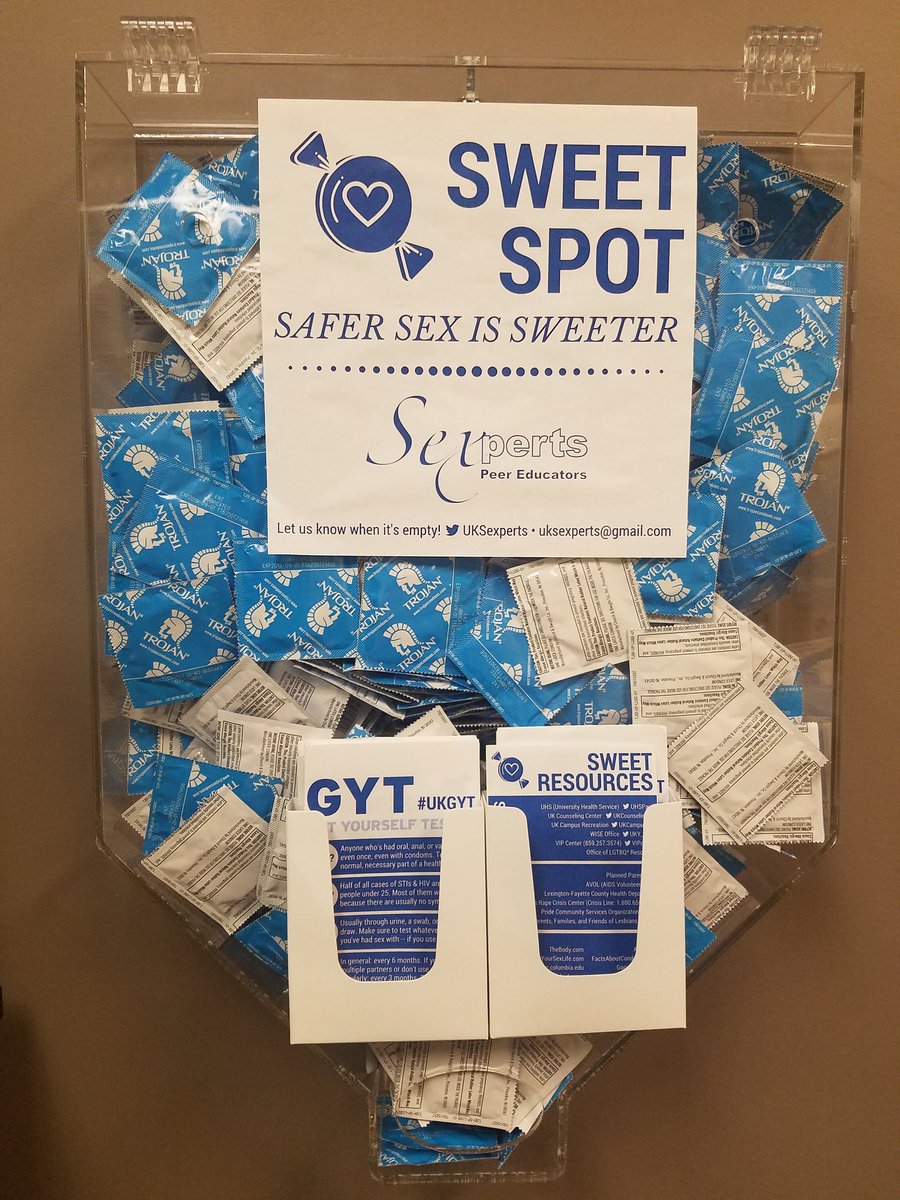 UKSexperts's tweet photo. Condoms are available to students for #FREE in the 2nd floor bathrooms at UHS! Condoms are a great barrier method for preventing pregnancy &amp; the spread of HIV/STIs! #SaferIsSweeter 👍😁 https://t.co/CNp1YS16fh