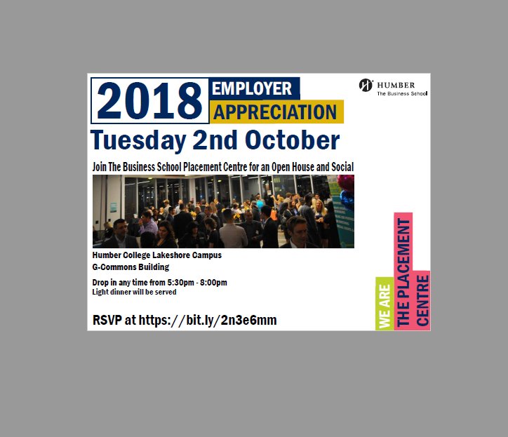 2018 Humber College Business School Placement Centre Employer Appreciation Event.