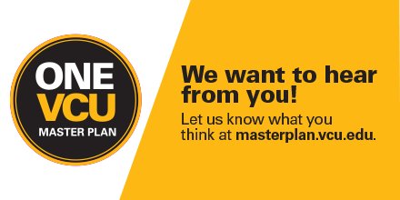 VCUMasterPlan's tweet photo. We want to hear from you! Attend one of several open houses to review a draft of the ONE VCU Master Plan and share your feedback. September 17 &amp; 18. https://t.co/Zo4Xatjo9A https://t.co/VBYAjdxcUQ