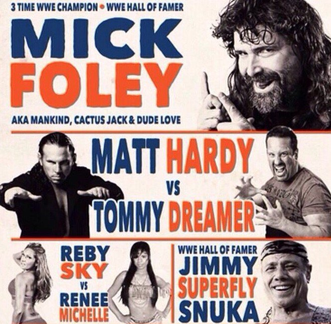 BTWwrestling's tweet photo. Ondemand now at #BigTimeWrestling #Instaslam: https://t.co/F27ppgTDeJ
Gaithersburg, MD. August 8, 2014.
Featuring Matt Hardy(@MATTHARDYBRAND) vs Tommy Dreamer(@THETOMMYDREAMER), Mick Foley(@RealMickFoley), James Ellsworth(@realellsworth) in a Hog Pen Match and more! https://t.co/jKVgqo2nDT