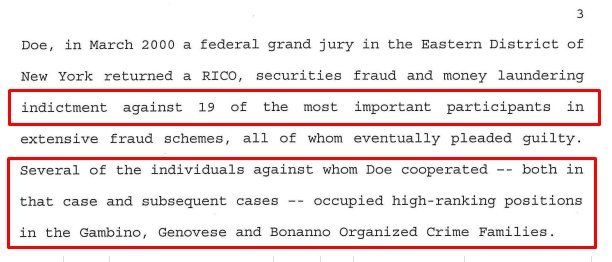 54) With no guarantee of reduced sentence, Sater had motivation to produce for the Feds. And produce he did. In 2000 his cooperation secured Loretta Lynch the conviction of 19 high-ranking members of the Sicilian Mafia.  https://www.documentcloud.org/documents/4406683-Sater-Unsealed.html#document/p11/a410120