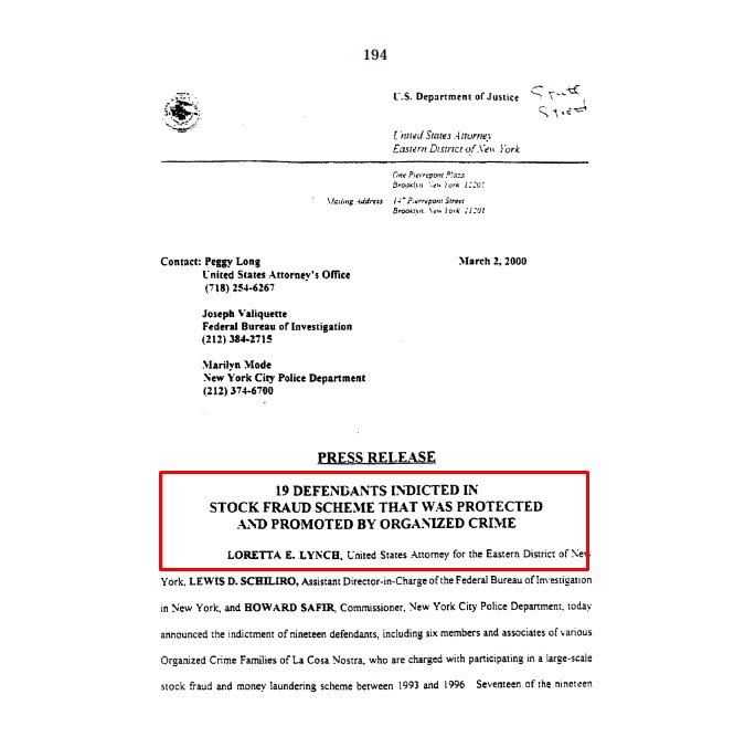 54) With no guarantee of reduced sentence, Sater had motivation to produce for the Feds. And produce he did. In 2000 his cooperation secured Loretta Lynch the conviction of 19 high-ranking members of the Sicilian Mafia.  https://www.documentcloud.org/documents/4406683-Sater-Unsealed.html#document/p11/a410120