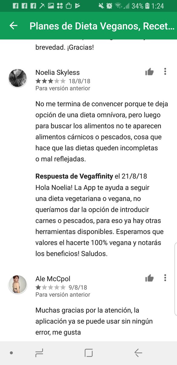 icouldhealit's tweet photo. Una quejándose en una app de dietas veganas porque no tenían carne ni pescado y la otra diciendo que está bien y le da una estrella 😂

La app está muy bien para controlar la dieta y para el tránsito de ovo-lacteo a vegan
@Vegaffinity

#vegaffinity #vegan #estupidez #vegano https://t.co/Zy8Fncktxy