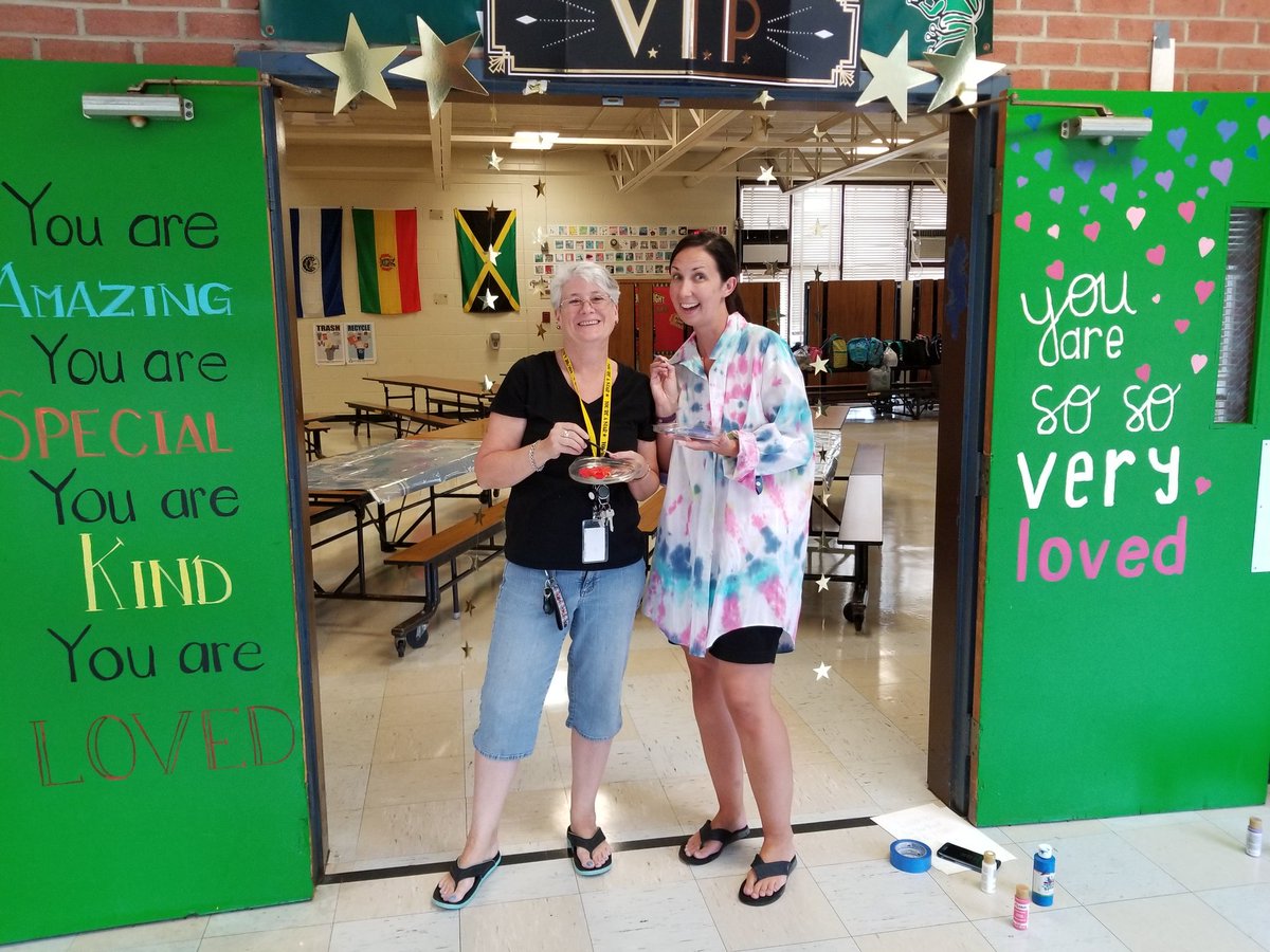 Look what two of my staff members did!!  Thank you, Teresa and Anne - what positive messages the students will see as soon as they walk into school!!!