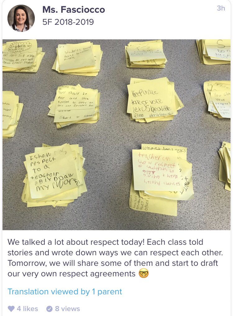Mini-circles at group tables today helped us talk about respect! Notes on their conversations will help us build our respect agreements! <a href="/ClassDojo/">ClassDojo</a> app let me fill in our parents... it comes full CIRCLE. <a href="/JoeBrummer/">Joe Brummer</a> <a href="/BSTEMhartford/">Betances STEM</a> <a href="/MrRichT1P/">Tyrone Richardson</a>