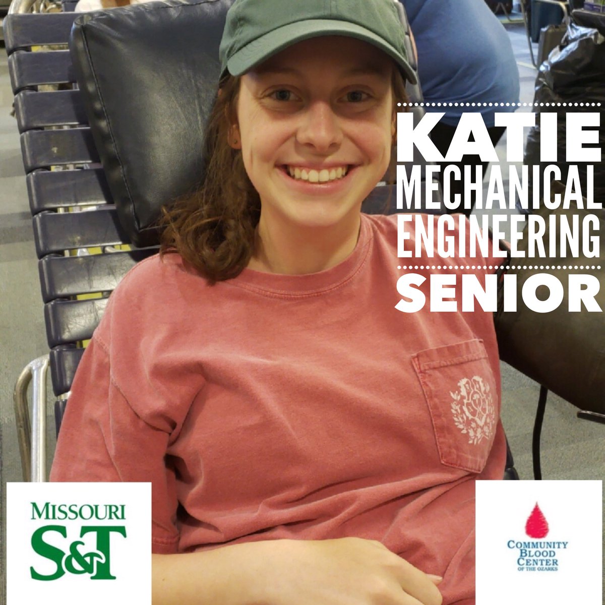 OzarksBlood's tweet photo. Katie donated blood today at @MissouriSandT. You can, too, but you’ll need to hurry. Blood drive ends Fri 8/31/18.
Free T-shirt & snacks at #Havener Center at S&T in #Rolla #MO.
Sponsors:
@SandT_StuCo
@MSTPHC
@MST_IFC https://t.co/g7mnZotcUN