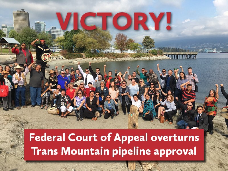 What a day! Our hearts are full of gratitude for the courageous Indigenous nations leading this legal battle, as well as our environmental allies + countless community members who have stood up to protect lands and waters from the #TransMountain pipeline + tanker project. #StopKM