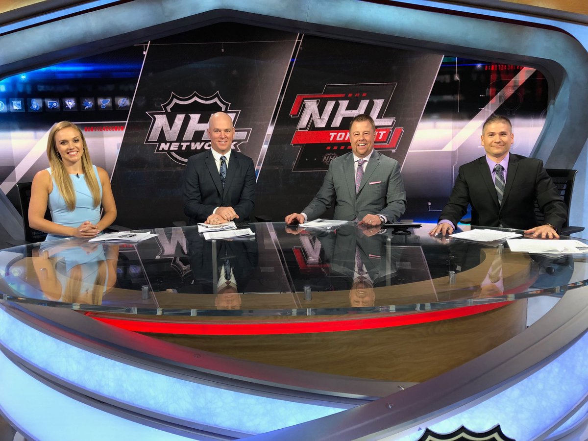 mikemorrealeNHL's tweet photo. Just finished up the taping of the @NHLNetwork Top 50 Prospects Show with @JamieHersch, Alex Tanguay and Sam Cosentino. Show debuts Friday, 7pm ET https://t.co/NfmYIohMOO
