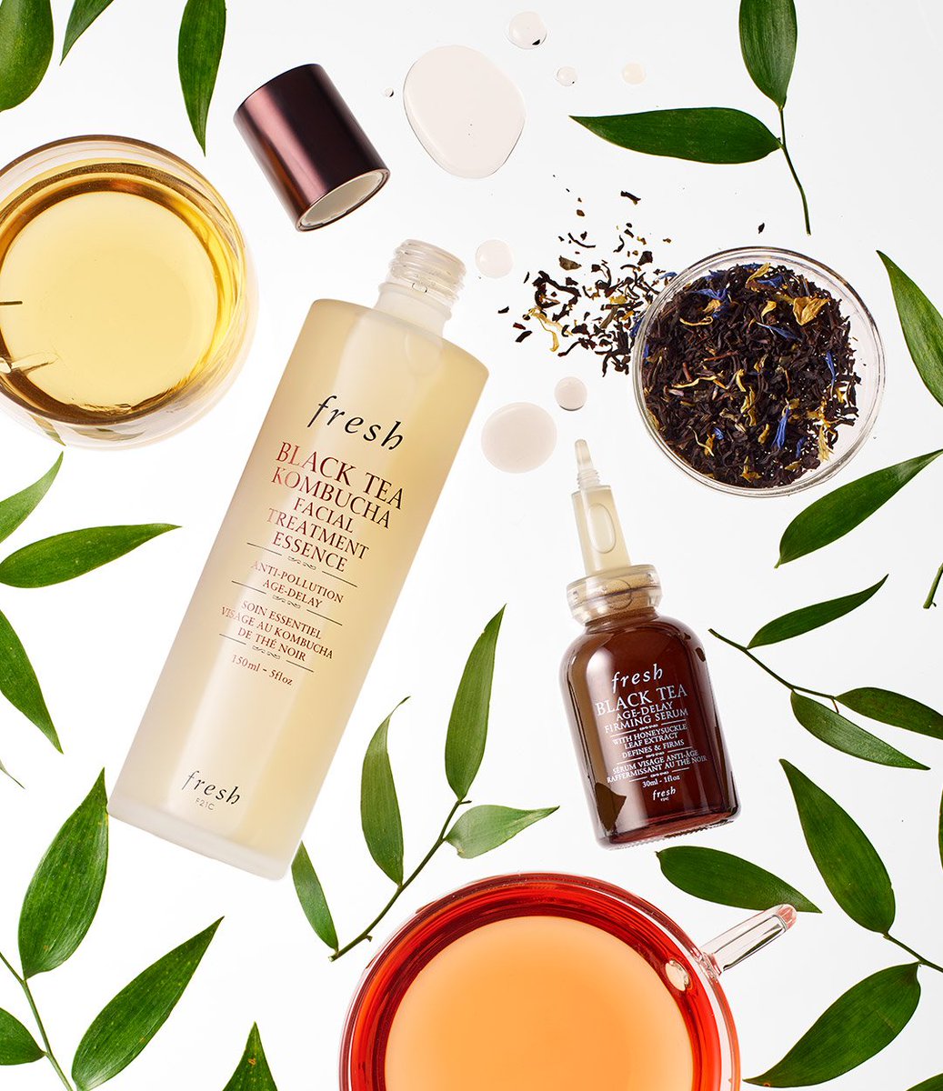 FreshBeauty's tweet photo. Essential skincare: Did you know that essences help your subsequent products (like a serum!) work better? Pair our cult-favorite Black Tea Kombucha Essence with our Black Tea Firming Face Serum for a protected, plump and firmed complexion. #FreshKombucha https://t.co/ITILqB3XfH https://t.co/Niu66voWGO