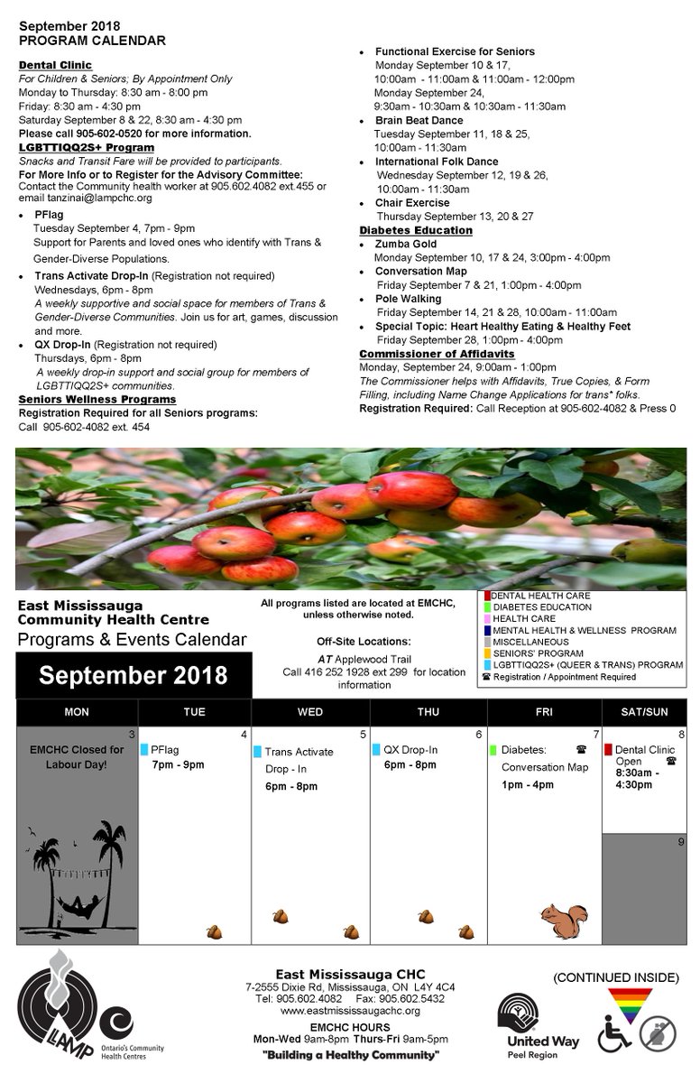 EastMissCHC's tweet image. Hello Everyone!
Check out our September Calendar!!

#September #ProgramCalendar #EMCHC #FallProgramming #Mississauga #Community