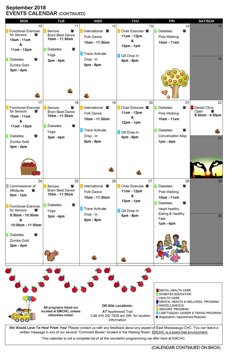 EastMissCHC's tweet image. Hello Everyone!
Check out our September Calendar!!

#September #ProgramCalendar #EMCHC #FallProgramming #Mississauga #Community