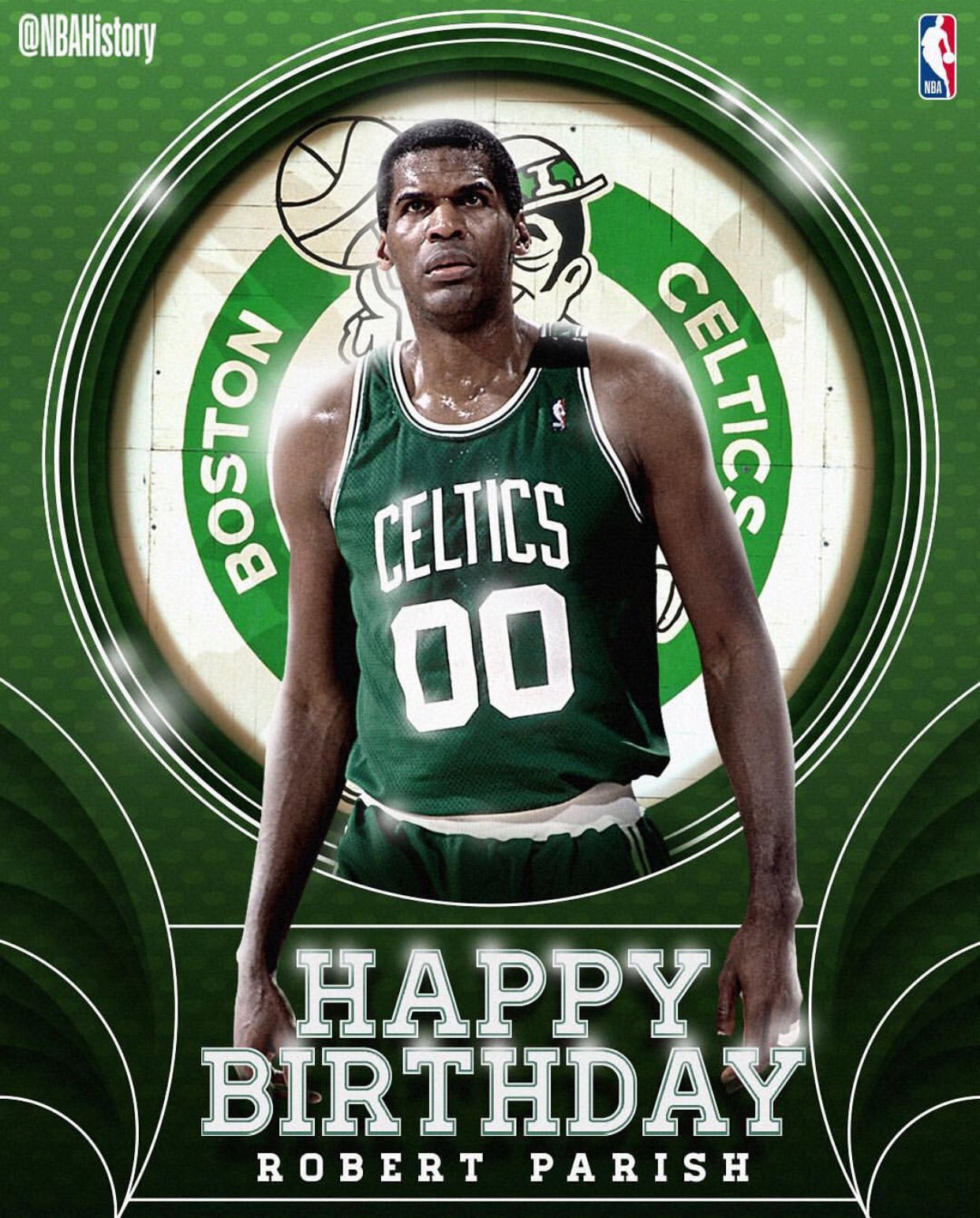 4× NBA Champion
9× NBA All-Star
Hall of Famer
0  0  Happy 65th Birthday to Robert Parish!    