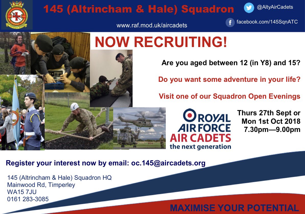 PLS RT: We are recruiting! Why not come along to an Open Evening &amp; see what we do 🇬🇧👮🏻<a href="/gmaircadets/">Greater Manchester Wing - RAF Air Cadets</a> <a href="/shaahandbook/">Sale & Altrincham HB</a> <a href="/MessengerNews_/">The Messenger</a>  <a href="/altrinchamtoday/">Altrincham Today</a> @TraffordSound <a href="/promotetrafford/">Promoting Trafford</a> <a href="/TraffordCN/">Trafford Comm News</a> <a href="/villageward/">Villageward</a> <a href="/TimperleyWard/">TimperleyNorth</a>