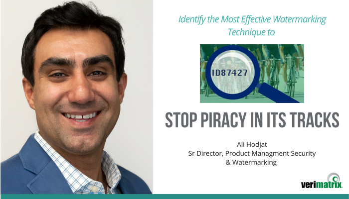 VerimatrixInc's tweet photo. Stop piracy in its tracks with forensic video watermarking! Read the latest post from @AliHodjat outlining the most common uses cases and how watermarking can address different types of piracy. https://t.co/nYoubAXgTx
Then schedule a meeting at #IBCShow #IBC2018 to learn more! https://t.co/NcH4GQdr6g