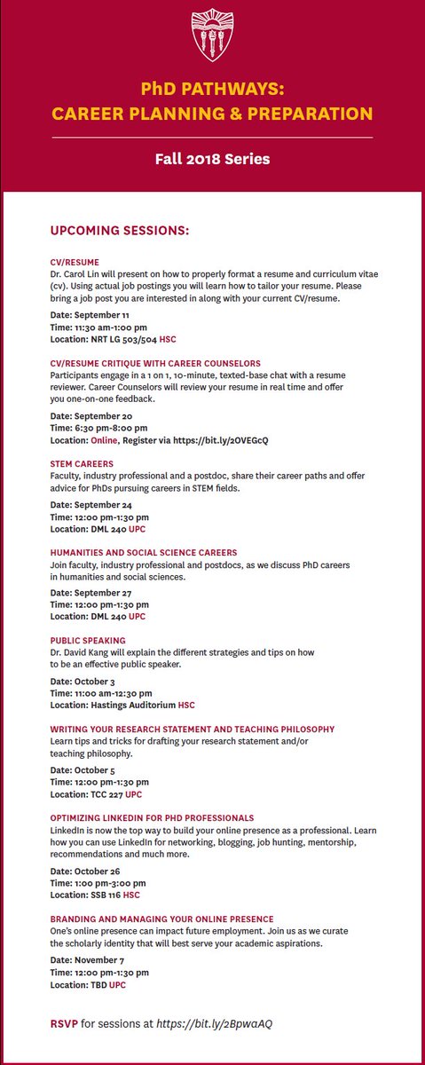 ascjadv's tweet photo. PhD Pathways: Career Planning &amp; Preparation - Check out these events! https://t.co/BoGyLrd5Hw