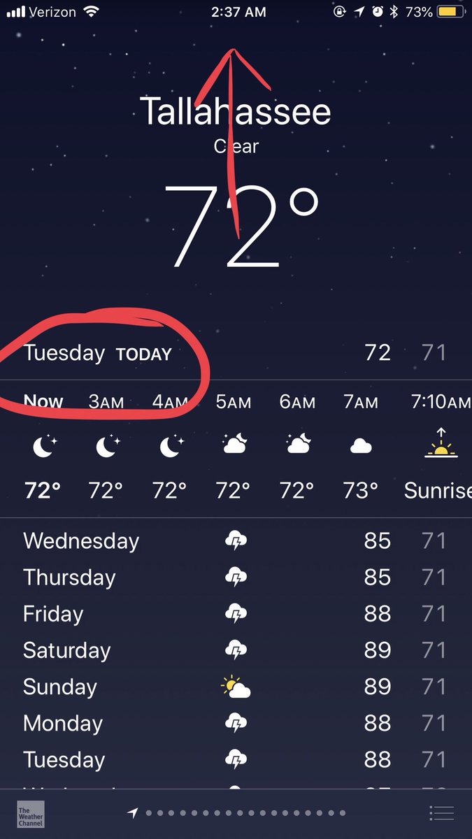 Wyatt_Harrell's tweet image. #AppleBug Weather app doesn’t roll over to next day after 12AM in iOS 11.4.1