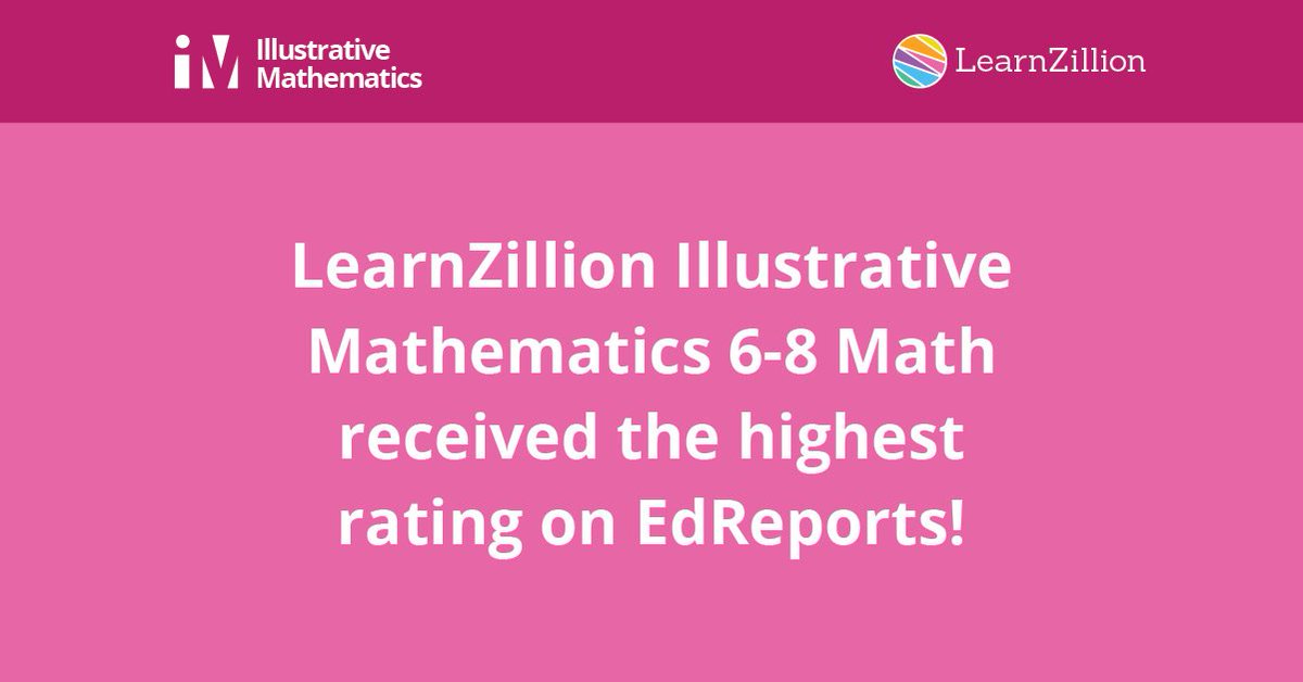 EdReports gave our edition of Illustrative Mathematics the highest rating for a middle school math curriculum! Check out the details: hubs.ly/H0dCgpJ0