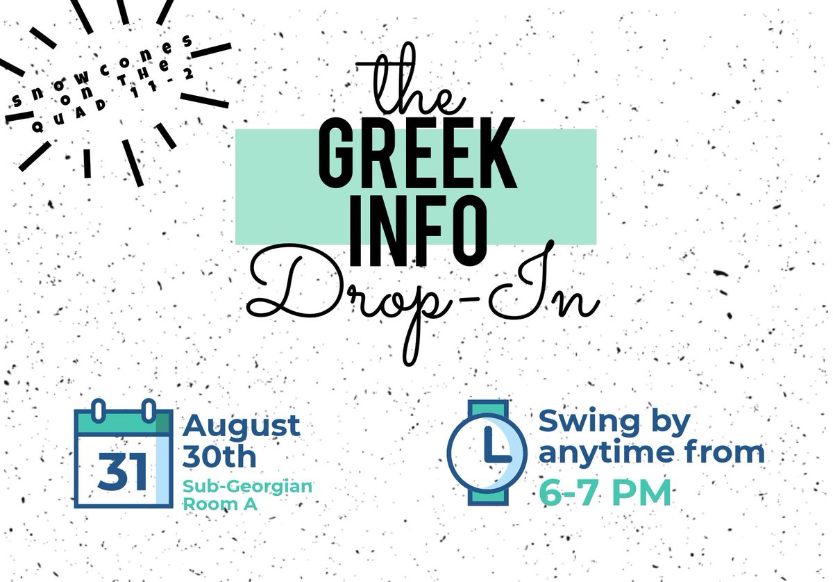 Stop by the Greek Info Drop-In tonight for last minute questions about Greek Life!