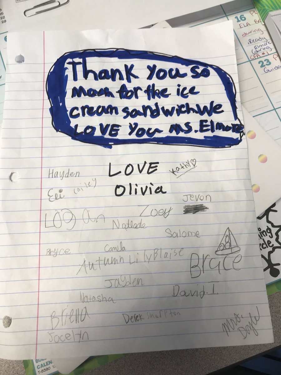MsElmore__JCE's tweet photo. Got the sweetest note from @MrsDoyleJCE and her homeroom class today! Thank you all for being such great sports and appreciative winners! #essential10 https://t.co/91BxNeREXR