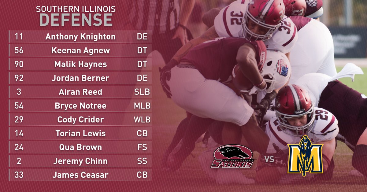 SIU_Football's tweet photo. Your @SIU_Football defensive lineup. #SalukiStrong https://t.co/boAD7NNAmC