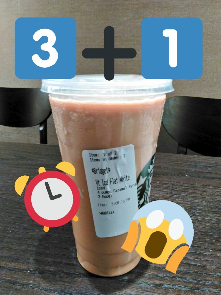 Only0Loh's tweet photo. #Meanwhile,#Bridget,the #CurvyCreole #BingeDrinking to become #FlatWhite?!
2 Before & 2 For #StarbucksHappyHour #BOGO,4 of #IcedFlatWhite,with #Almondmilk due to her recently being found #LactoseIntolerant! But could only finish 3 before home.
😱😱😱🍻🌟🍻🚫🐄🚫😅😅😅 https://t.co/NllxEbhHDR