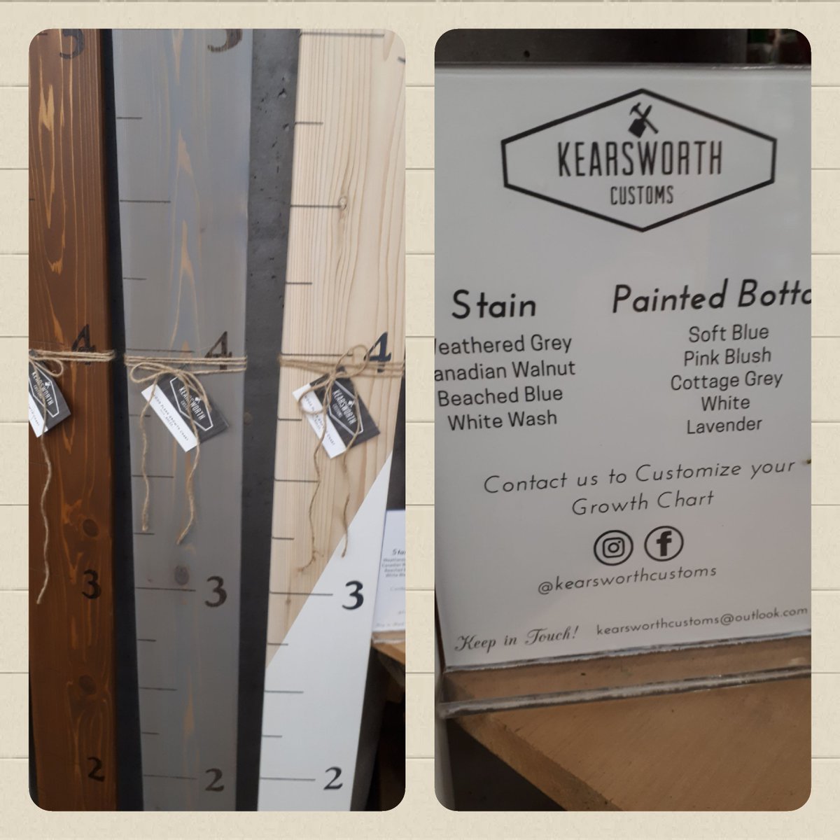 WhitleyFlwers's tweet photo. Handcrafted Measuring Boards Now Available @WhitleyFlwers @HamOntMarket Located Lower Level. No more writing on your door jambs to measure your children's growth spurts! #measuringboard #growthchart #children #yourdwntwnflrst #unique #HamOnt https://t.co/ua8EBmxnr8