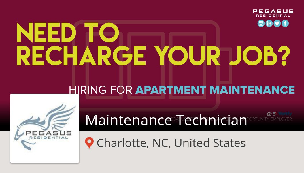 bevanwhite's tweet photo. #Maintenance #Technician needed in #Charlotte, apply now at #PegasusResidential! #job https://t.co/ztefc4gryD #pegasuspower #wemakepigsfly https://t.co/ZCkMqpF6PI