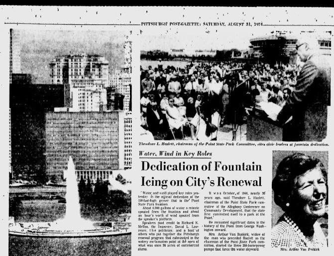 Pittsburgh's tweet photo. #OnThisDay in 1974, the crown jewel of @DowntownPitt was activated for the first time. The fountain at Point State Park has since become a symbol of #Pittsburgh renaissance. https://t.co/9YtTRIRIFj