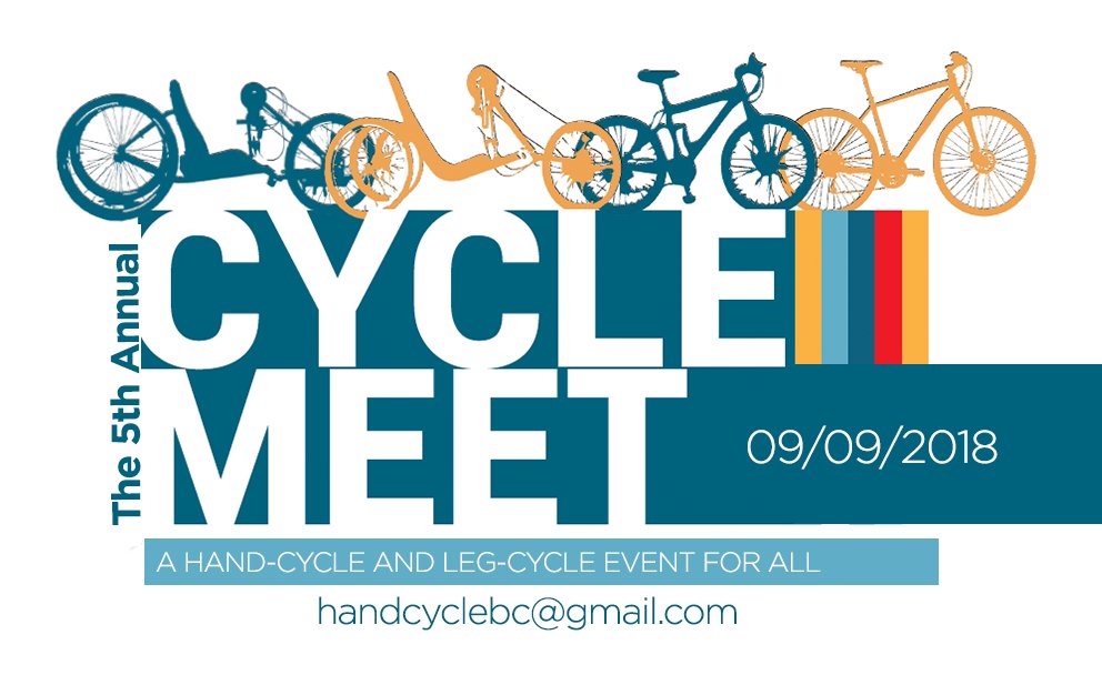 SCI_BC's tweet photo. Calling all #handcyclists and leg cyclists! We're pumped for Cycle Meet 2018 and hope you'll join us. For the 5th year, we're teaming up with Chairstuff to bring you a day filled with bikes, BBQ, live music and great company. Learn more: https://t.co/RaHk4iDtYF #SCIBC https://t.co/jOjFyvKgHt