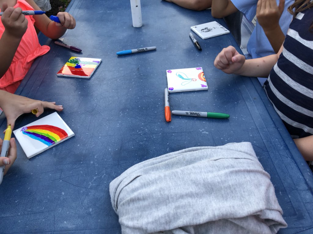 The last of our end of summer back-to-school festivities, tile painting for a future project at <a href="/LincroftSchool/">Lincroft Leopards</a> !