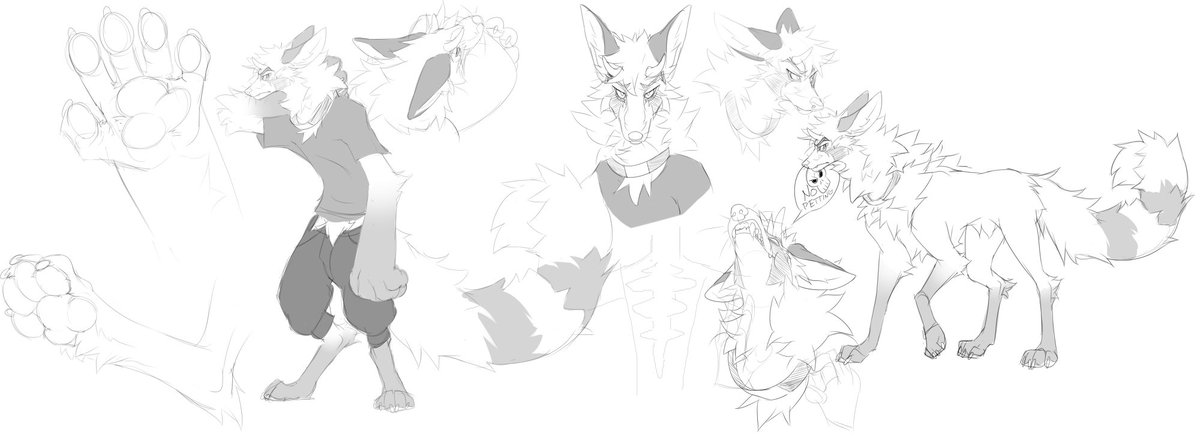 Finally giving this a try after lurking for so long! Here's a WIP sheet of my new design! I'm still experimenting with some concepts but I'm actually kind of happy with it so far~ ^^