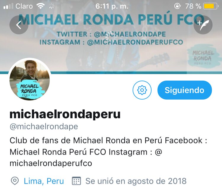 SofiaCarsonPe's tweet photo. Si son fans de @Michaelronda y son de Perú, tienen que seguir a @michaelrondape 💙 https://t.co/4QG7lkcXA7