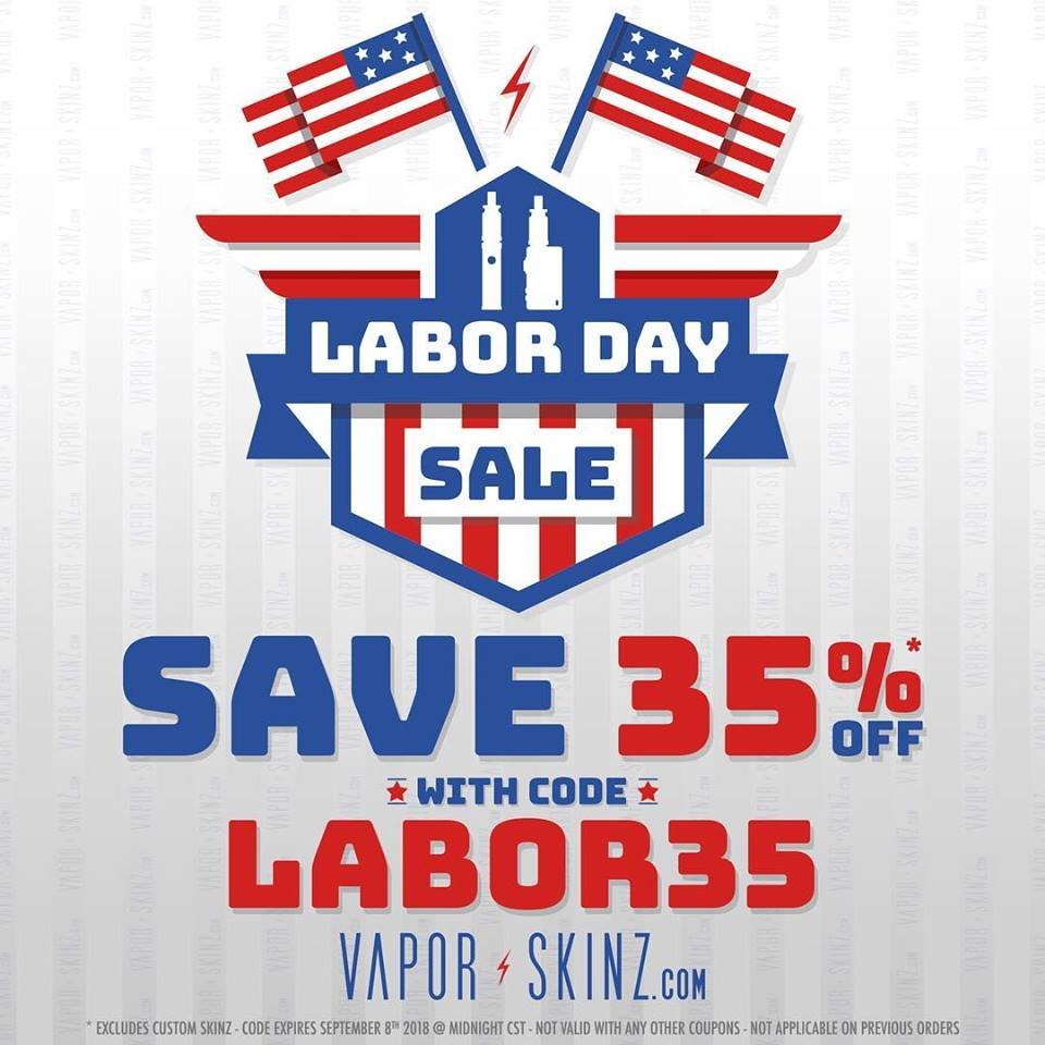 The Labor Day Sale is ON! Get 35% off your purchase with code LABOR35 at VaporSkinz.com hurry up!  @VaporSkinz #vaporskinz #vapewrap #wrapyourmod #juuling #juulgang #suorinair #suorindrop #suorinvagon #suoringang #vapeporn #vapesale #vapediscount  #vapefam #vapecommunity