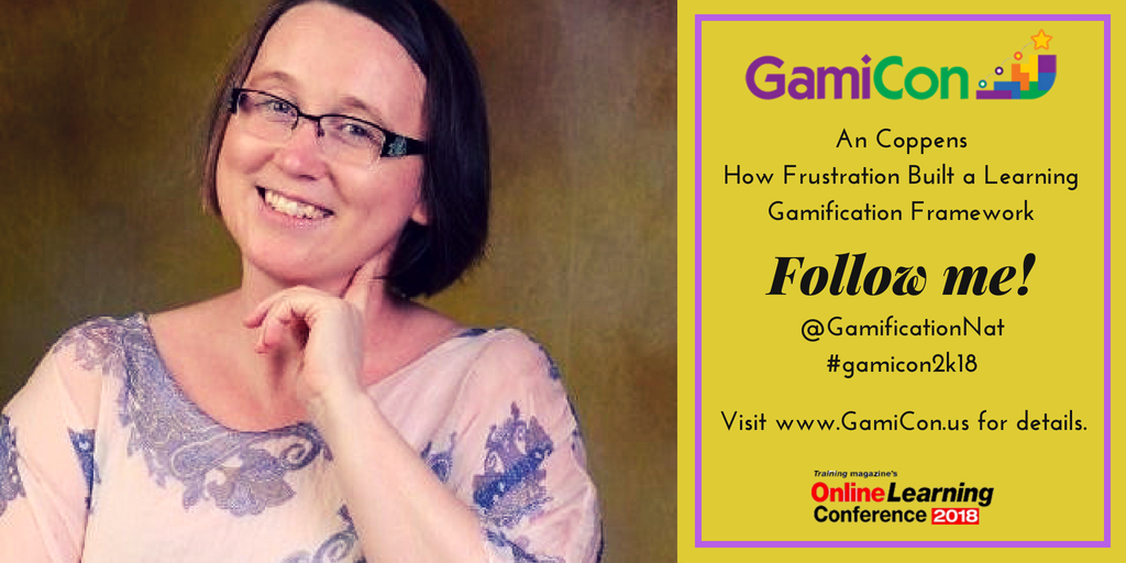 monicacornetti's tweet photo. Watch a sneak peek of @AnCoppens planned presentation at #gamicon2k18, "How Frustration Built a Learning Gamification Framework".
She is a leading expert in #gamification for employee and learner engagement.
#OLCon #instructionaldesign
https://t.co/MBJ5qQSs8o https://t.co/uVrbddwDrV