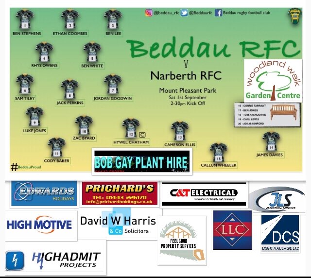 1st XV to take on <a href="/Narberth_rfc/">Narberth Otters RFC</a> tomorrow in the <a href="/WRUChampionship/">WRUNationalChampionship (East + West)</a> #greenandgold #beddauandproud