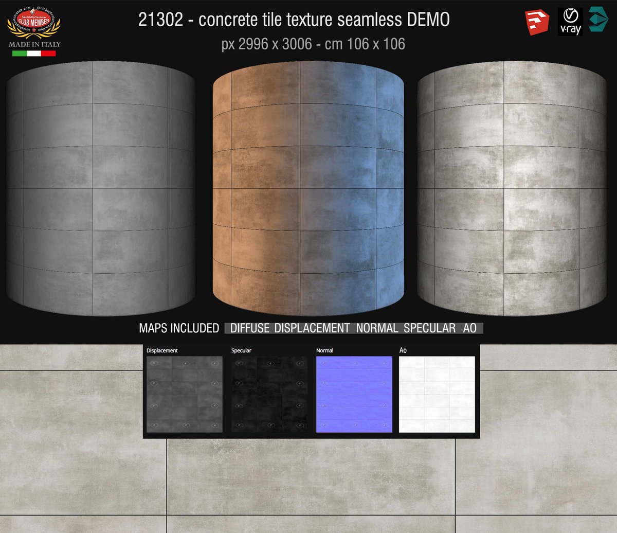 sketchuptexture's tweet image. New Concrete tile #texture seamless ID 21302 + maps
higt resolution pixel 2996 x 3006 - cm 106 x 106
sketchuptextureclub.com/textures/archi…