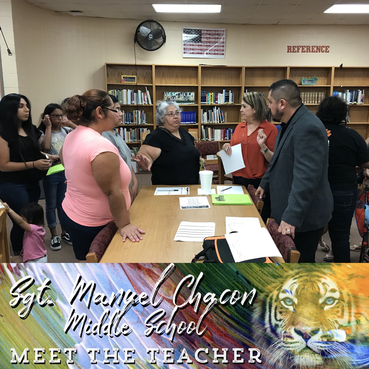 CMS_MISD's tweet photo. Sgt. Manuel Chacon MS excited to kick of a new school year! Great evening meeting our Chacon Tiger Parents! #1stWeekBack2School #ChaconReady #ChaconPride #MercedesISD #NewSchoolYear #TheTigerWay #GoTigers @MercedesSchools https://t.co/Q0FpHzvfl6