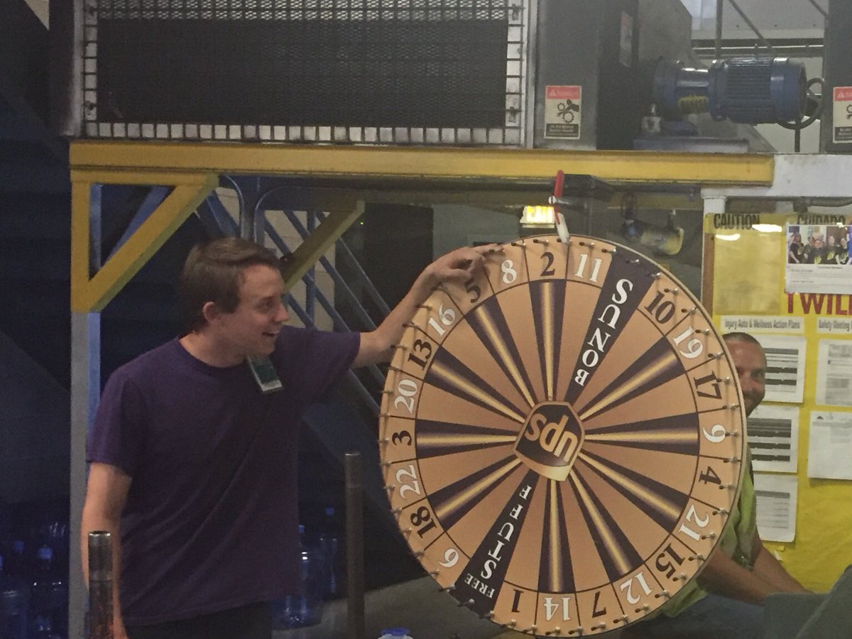 Benjamin Owens <a href="/UPSGatewayDEN/">DEN Gateway</a> was #CaughtSafely spinning the Safety Wheel after successfully responding to his DOK’s with Twilight CHSP Committee Members. @DesertMTUPSers <a href="/kennethcherry26/">Kenneth</a> <a href="/HoffartDan/">Dan Hoffart</a>