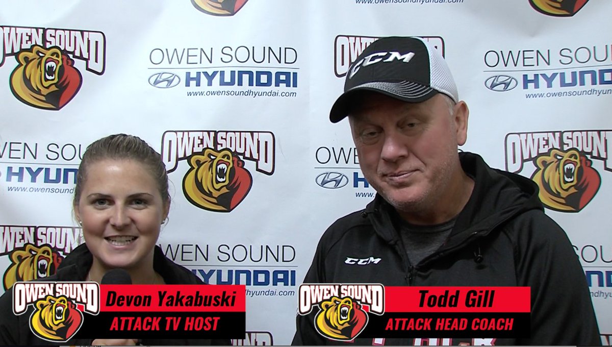 AttackOHL's tweet photo. WATCH: @AttackOHL Head Coach Todd Gill chats with #ATTACKTV about Training Camp so far and what he is looking for before final decisions are made ahead of the first exhibition game on Sept 2.
FULL INTERVIEW HERE: https://t.co/GDukfYqO8l
#HearTheSound https://t.co/RT7kW07LXX