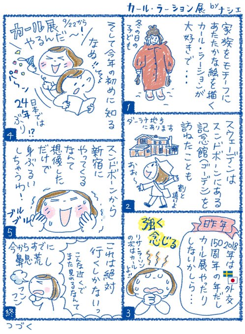 大好きなカール・ラーションの展示がもうすぐ開催されます!(勝手に応援) .. ナシエ /イラストレーター 北欧大好き♪ さんのマンガ