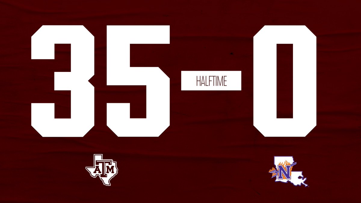 AggieFootball's tweet photo. Halfway home, but always reppin’

Aggies put up 28 in the 2nd quarter to lead by 35 at the break

#GigEm #NSUvsTAMU https://t.co/LDgo0zrDDM