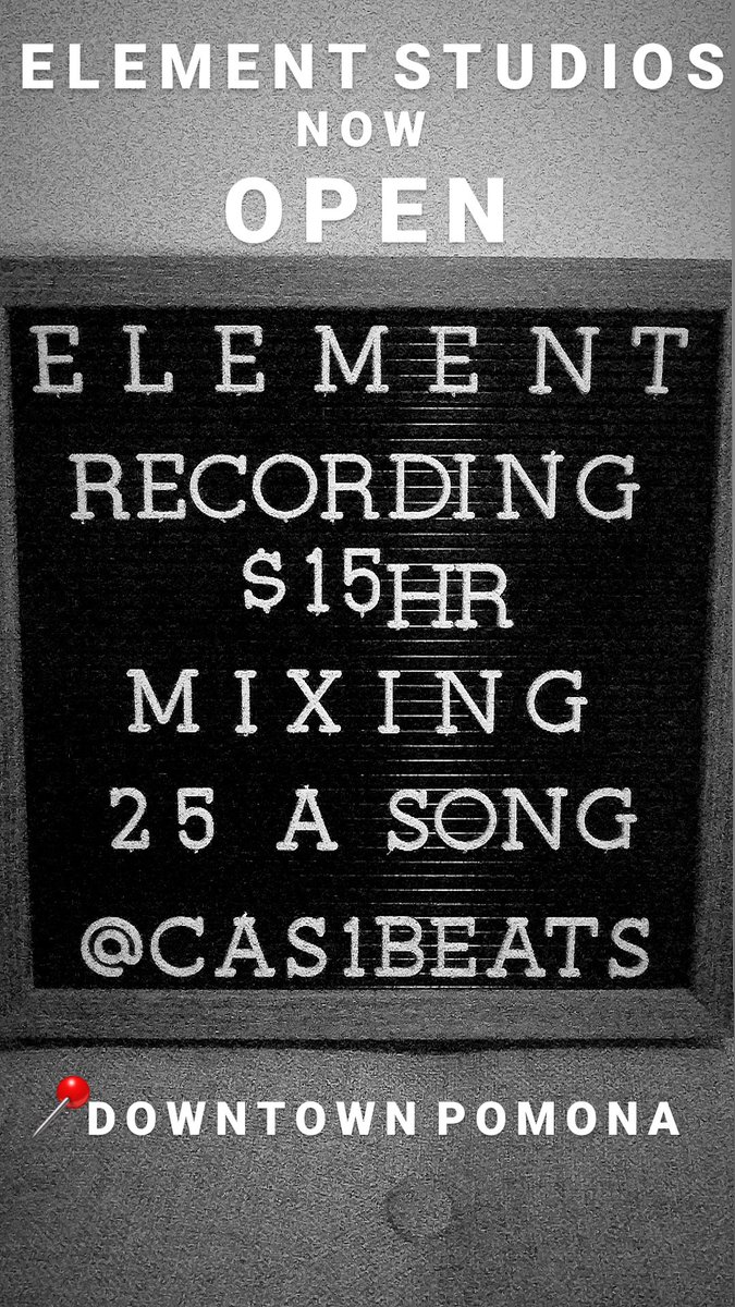 Cas1Beats's tweet photo. Tell a Friend, Artist or Musician. Open For Business. #ElementStudios https://t.co/d83Zj4BiFP