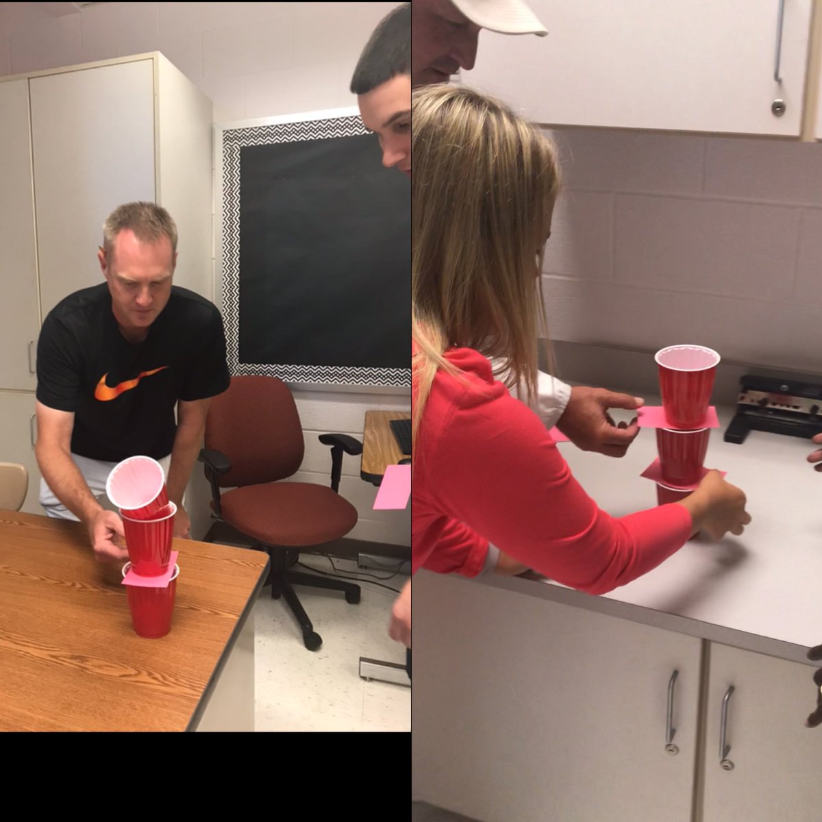 A little team building fun as the Health and PE Department gets ready for the students next week!! Who do you think won?               Spoiler alert, <a href="/trail_ray/">Coach Trail</a>⁩ ⁦<a href="/CoachDembroski/">Coach Dembroski</a>⁩ don’t lose!            #TheRockvilleWay