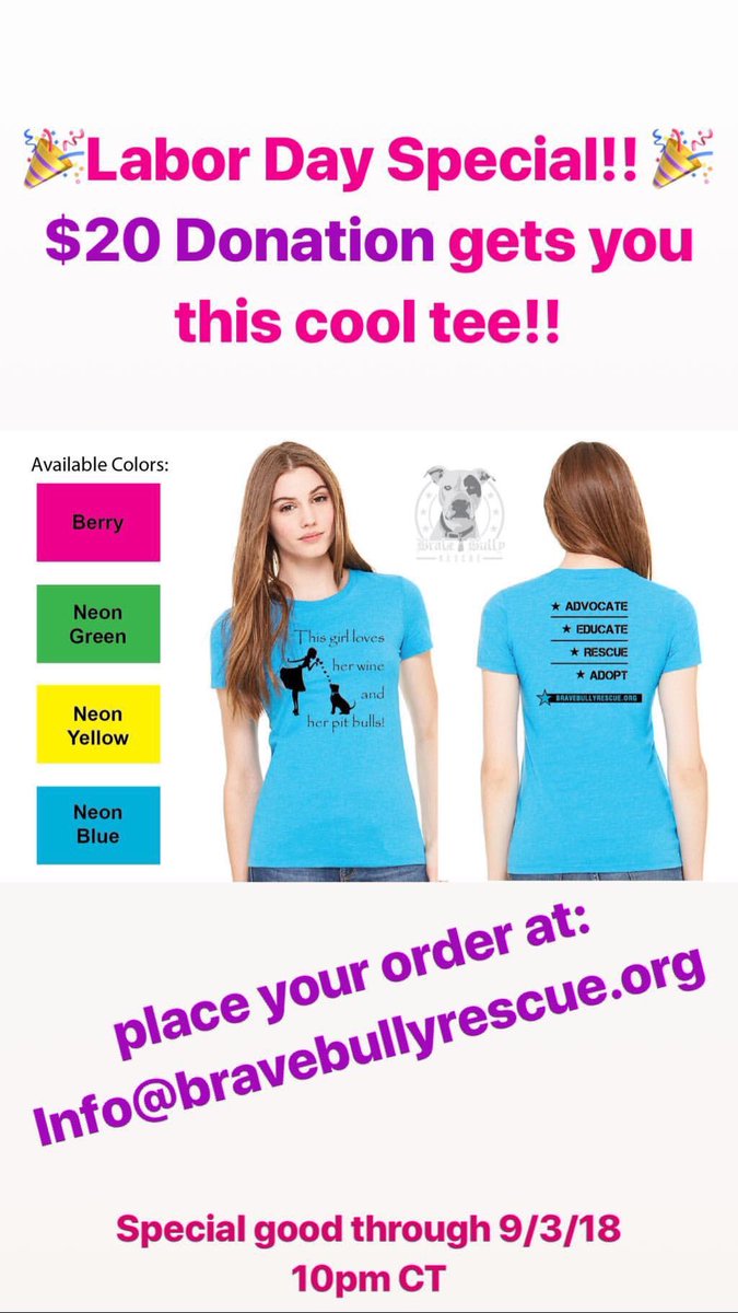 BraveBully's tweet photo. This girl loves her wine and her Pit Bulls!! 💕🐶🍷 Donate $20 to our organization and get this cool tee! #bravebullyrescue #advocate #educate #rescue #adopt #helpabullyout #BBRswag https://t.co/SygoRAdZ53