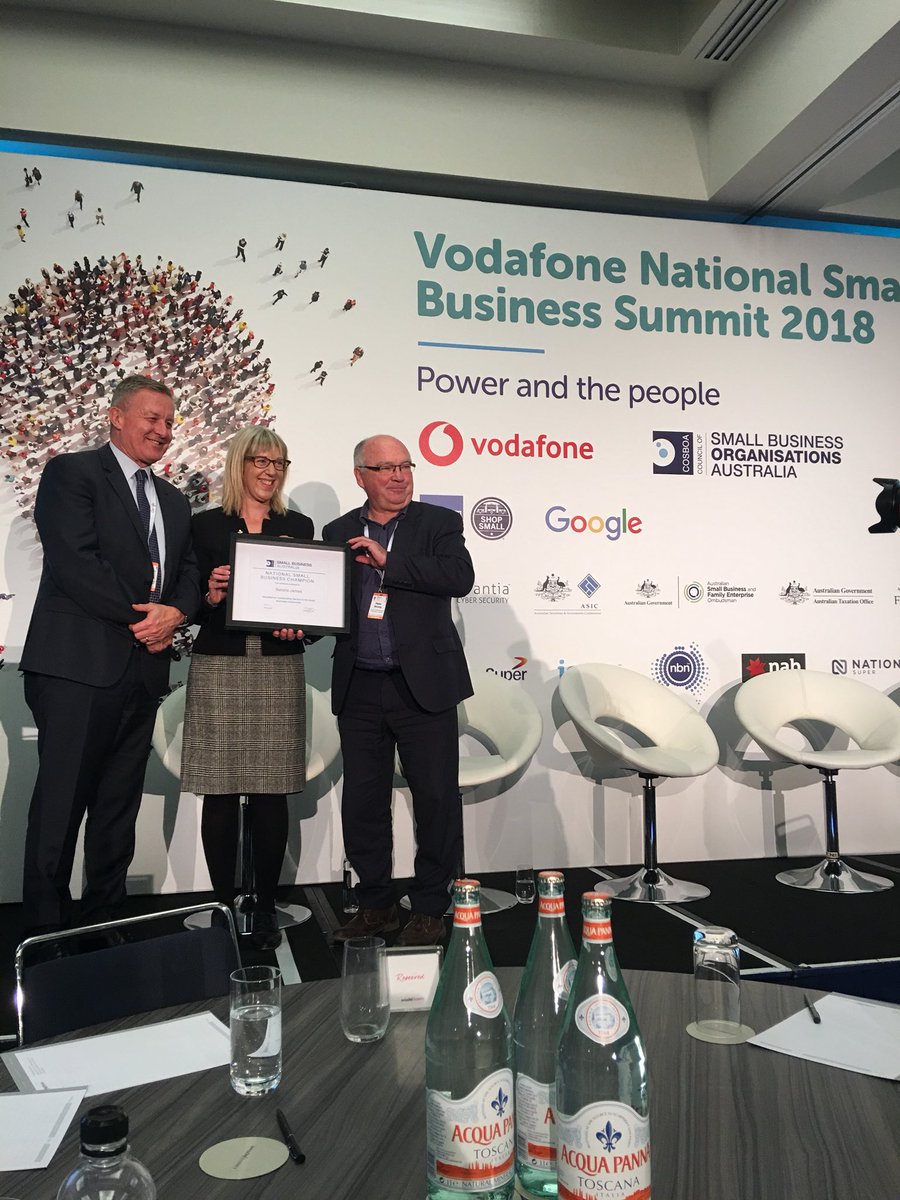 Announcing the <a href="/COSBOA/">COSBOA</a> Small Business Champion of 2018, Natalie James former <a href="/fairwork_gov_au/">Fair Work Ombudsman</a> ombudsman. Thank you for being such an amazing ambassador for #smallbiz! #NSBS18