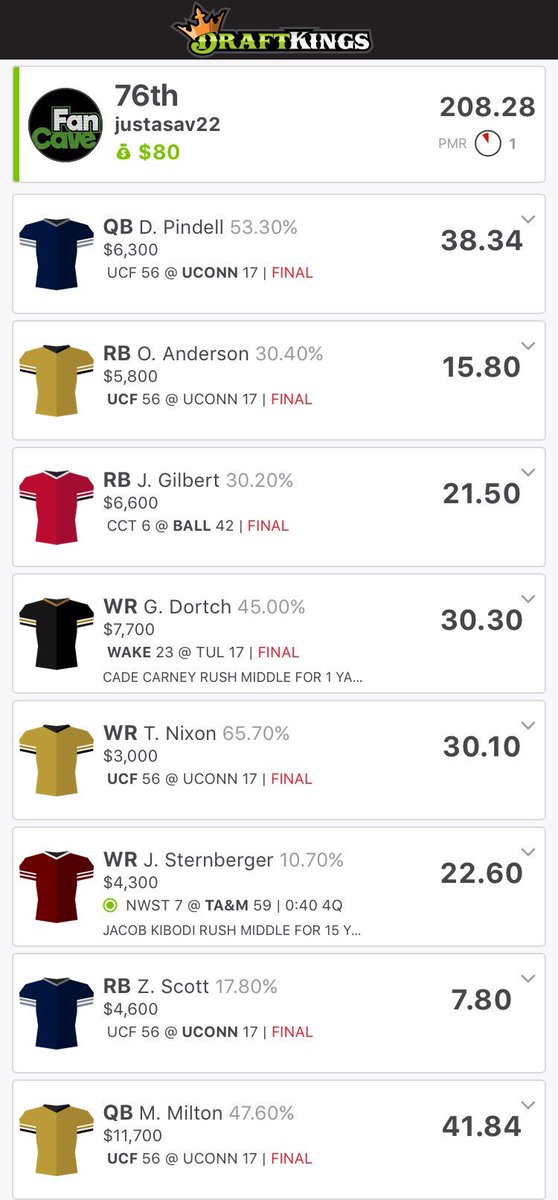 JustinnSavage's tweet photo. Thanks for the advice @dfs_sb!!! You killed it with the info in or @FanCaveDFS discord. 🔥🔥🔥 #BuildPlayWin https://t.co/nbRIn8uPeo
