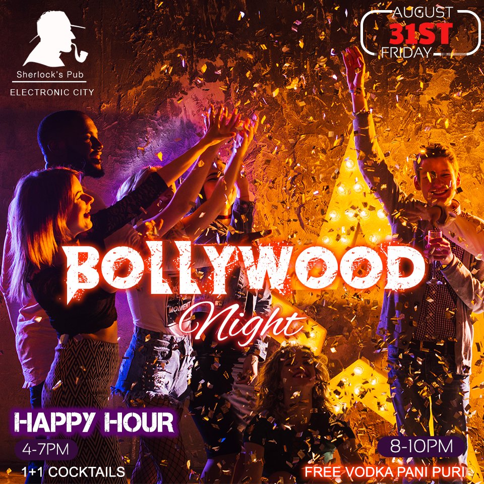 SherlocksPubEC's tweet photo. A night of Drinks, Dance and some insane Bollywood tunes awaits you at the #Sherlockspubelectroniccity tonight.
#GetSherlocked #FridayNight #BollywoodNight #TGIF
Reserve Online with #BallyhooApp https://t.co/V12olNVib5