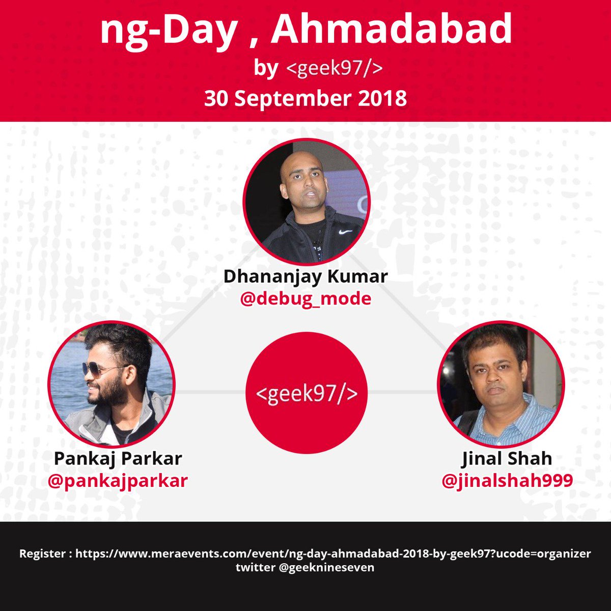 debug_mode's tweet photo. Hi #Angular #JavaScript developers from  #Gujrat and #Ahmadabd join us on 30 September to learn Angular 

1. Performance 

2. Component Communication 

3. PWA

4. Elements 

5. Reactive Forms 

6. Ivy Rendering 

https://t.co/rX5e18gBGq

#geek97 #ngIndia https://t.co/FNgiIlgReD