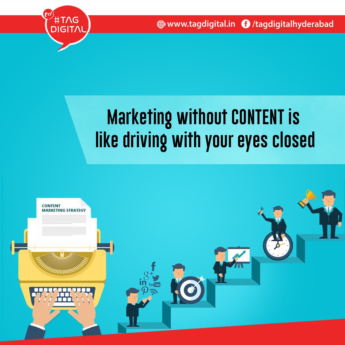 Tagdigitalhyd's tweet photo. Marketing without CONTENT is like driving with your eyes closed.

Go Digital... Grow Digital...With TAG DIGITAL

Book an Appointment: https://t.co/2tj6p9vTuF
Contact Us : +91 9652368632

#Digitalmarketing #Internetmarketing #Onlinemarketing #SEO #SMM #PPC #AdWords https://t.co/84wR5gWtCf