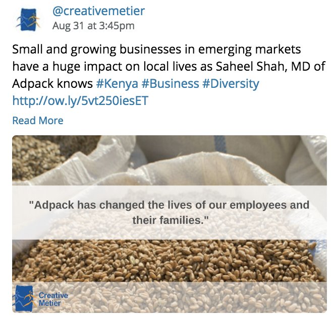 AKF_EA's tweet photo. Small and growing businesses have a huge impact on local lives as Saheel Shah, MD of Adpack knows #Kenya #Business #Diversity  https://t.co/wHt65DrkYv @AKU_GSMC @AKU_EAI @CSI_EA @YetuOrg @creativemetier https://t.co/DtUqFgVPVK